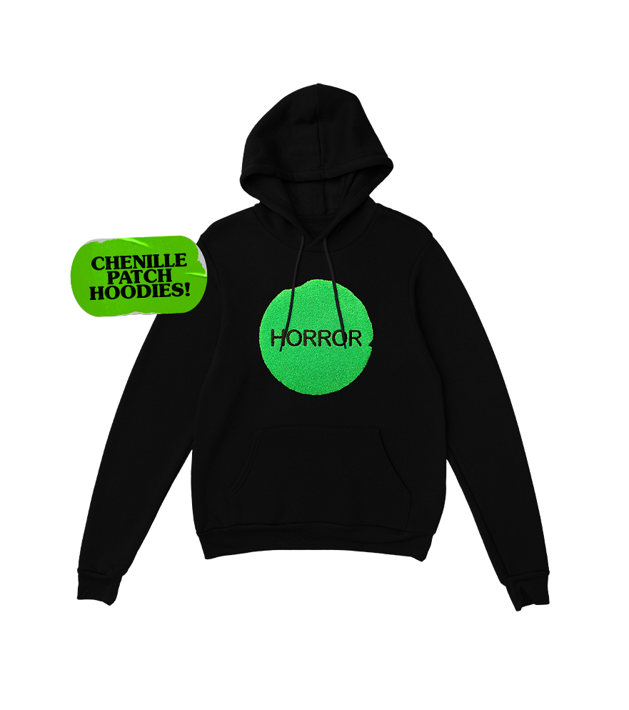 Horror VHS Sticker Chenille Embroidery Hoodie